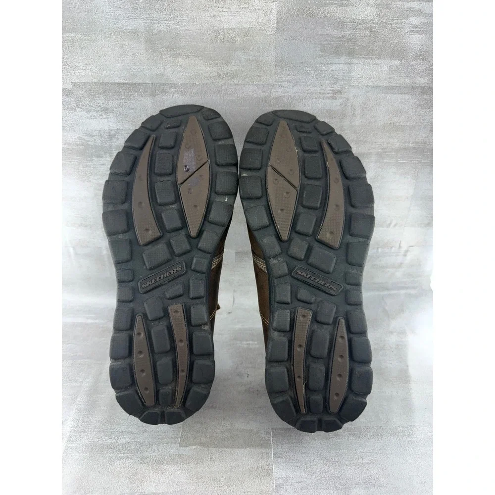 Skechers Relaxed Fit Memory Foam Brown Leather Men Shoes 64224 Size 9.5